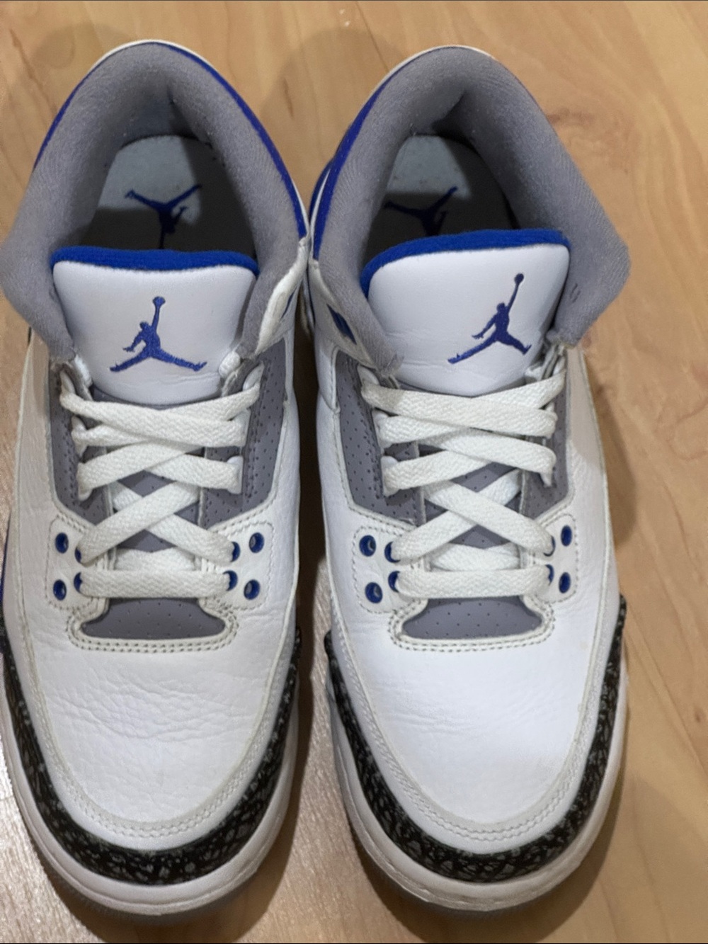 Jordan Retro Kids' White, Gray & Royal Blue Sneakers - Picture 5 of 5